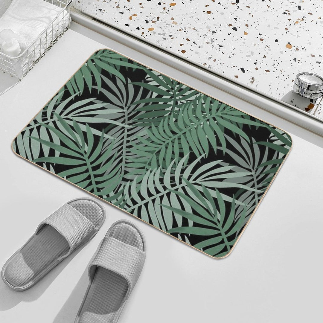 Green Palm Fronds  Easy To Clean Bath Mat