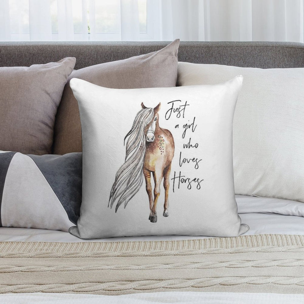Just A Girl Who Loves Horses - Horse Lover Design Soft Warmth Comfort Throw Pillow