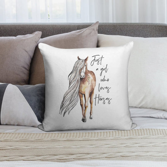 Just A Girl Who Loves Horses - Horse Lover Design Soft Warmth Comfort Throw Pillow