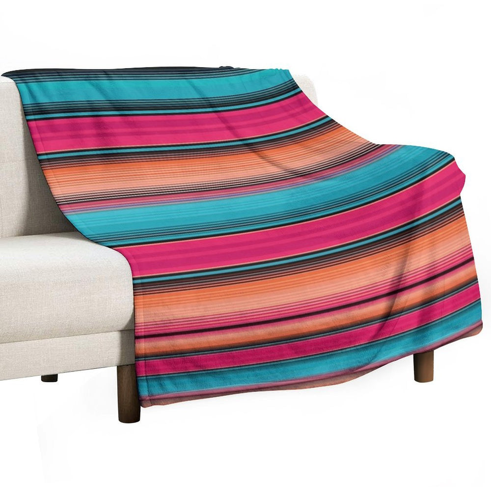 Sarape Rosa Pink Cute Mexican Blanket Serape Pattern Versatility Throw Blanket