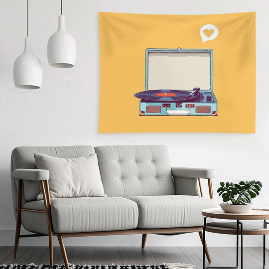 Blue Vinyl Record Player Tapestry