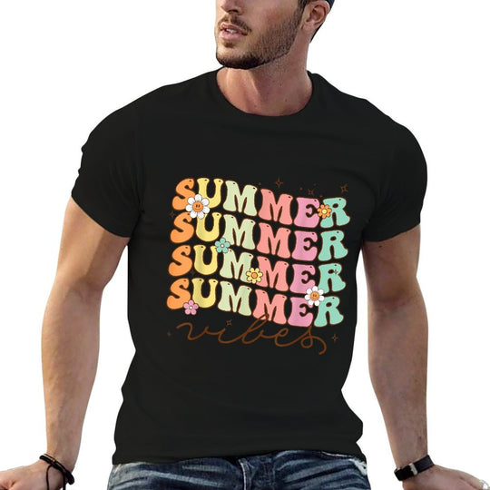 Retro Groovy Summer Vibes For Women Men Kids Summer Vacation  Classic T-Shirt