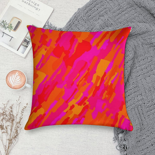 Hot Fuchsia Orange Soft Fade-Resistant Throw Pillow