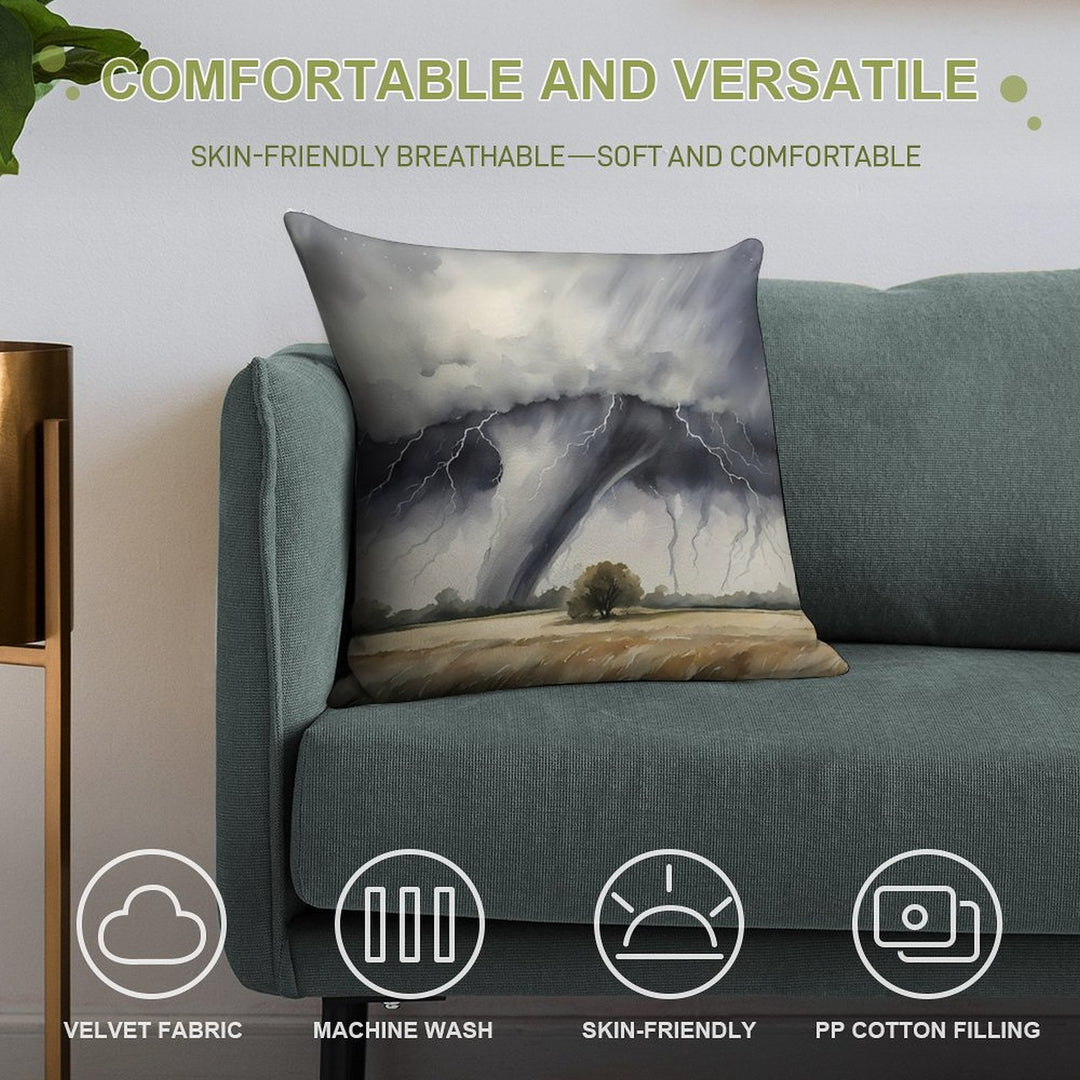 Tornado over Field Soft Anti-Pilling Throw Pillow