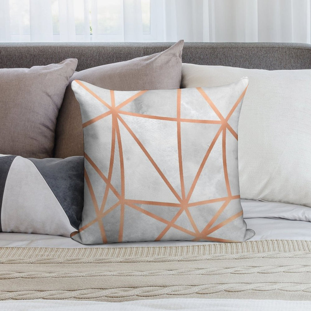 White & Copper Geo Soft High-Density Material Throw Pillow