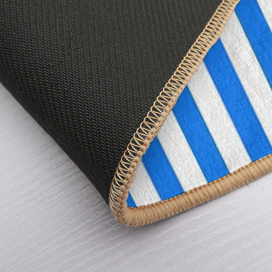 Vertical Blue And White Striped  Toxin-Free Bath Mat