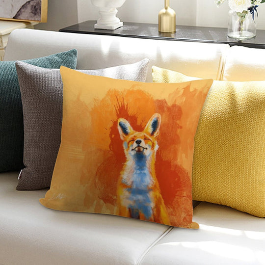 Happy Fox - Fox Illustration, Animal Art, Happiness Soft Washable Throw Pillow