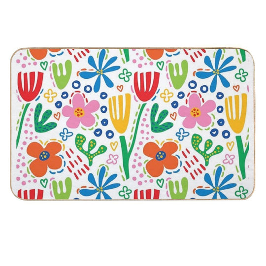 Bright And Colorful Floral Design  High-Traffic Bath Mat