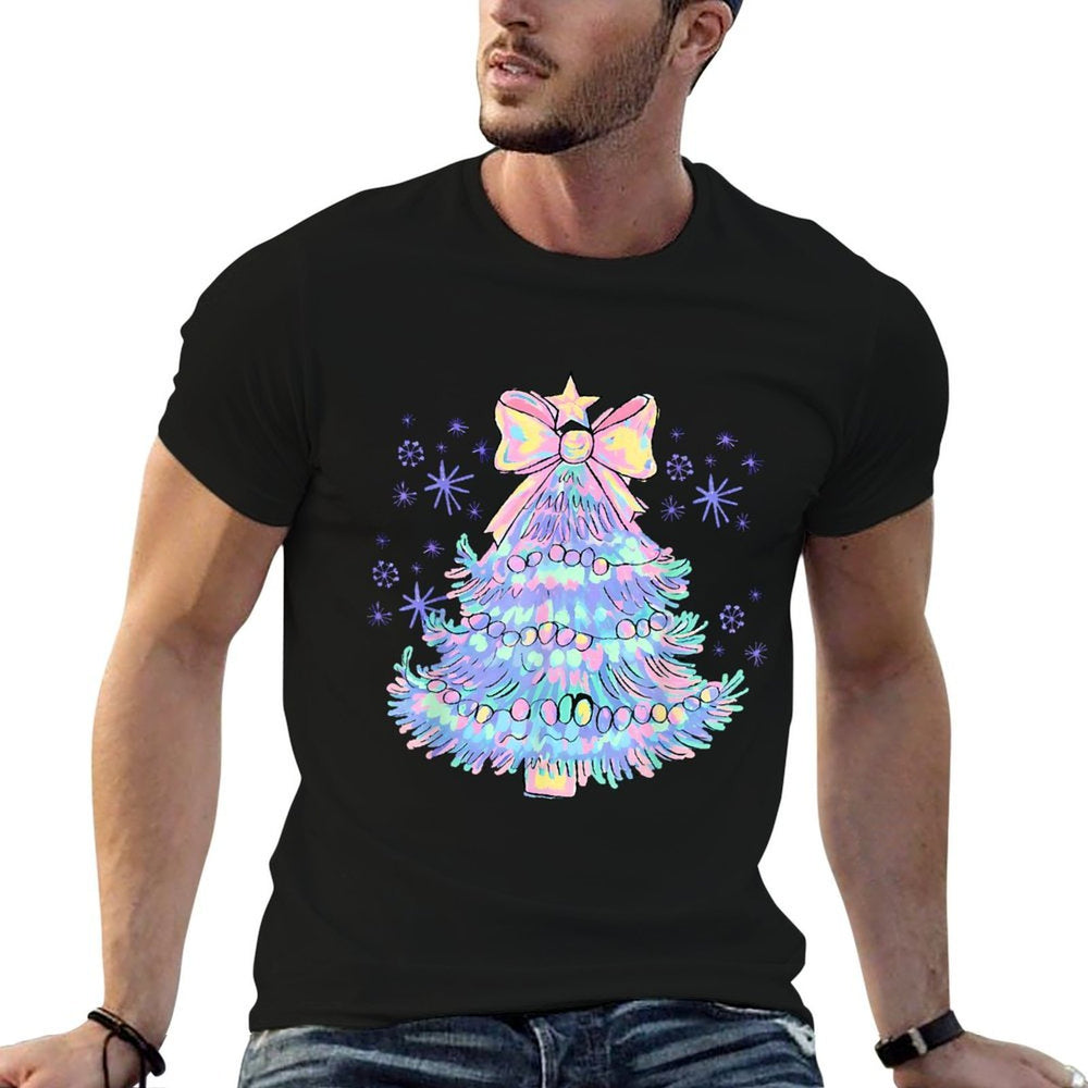 Snowflake Coquette Bow Christmas Xmas Tree Family Holiday  High-quality Stitching T-Shirt