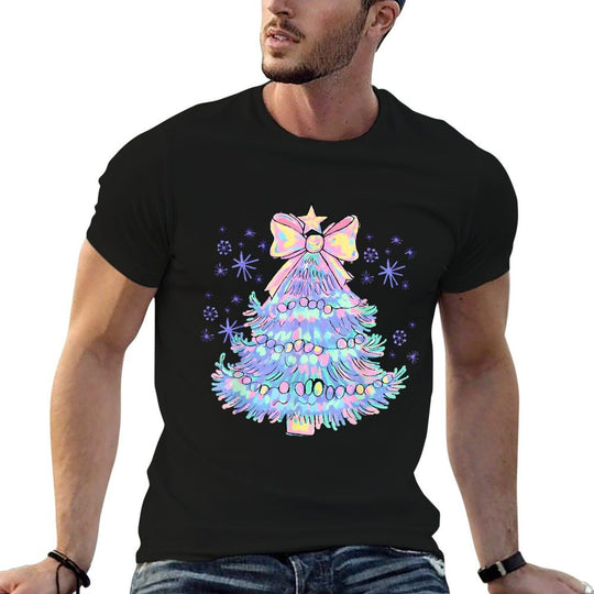 Snowflake Coquette Bow Christmas Xmas Tree Family Holiday  High-quality Stitching T-Shirt