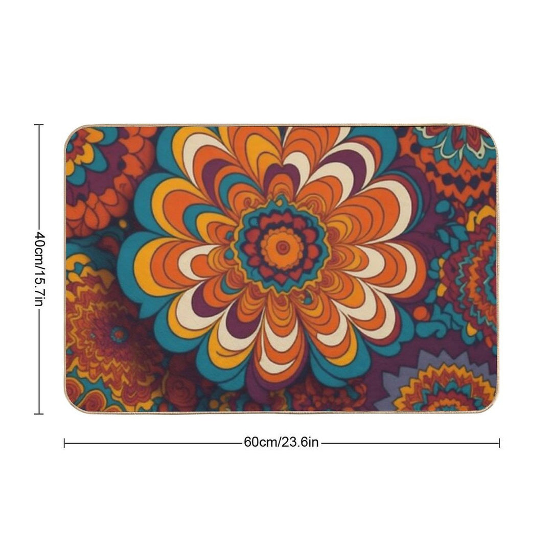 Flower Power Colourful Flower Pattern  Easy To Clean Bath Mat