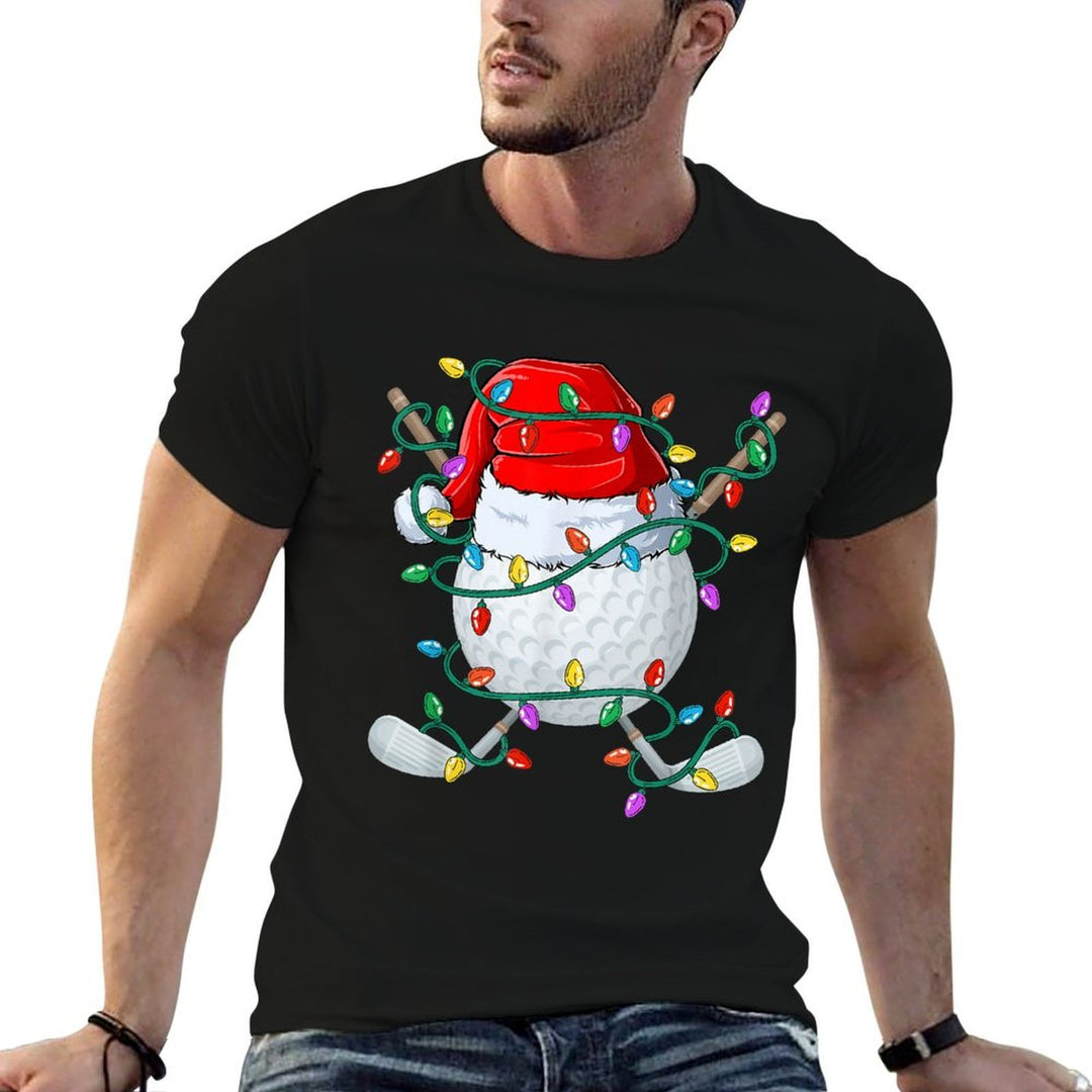 Christmas Golf Xmas Santa Sports Hat Golfer Golfing Funny  Oversized Silhouette T-Shirt