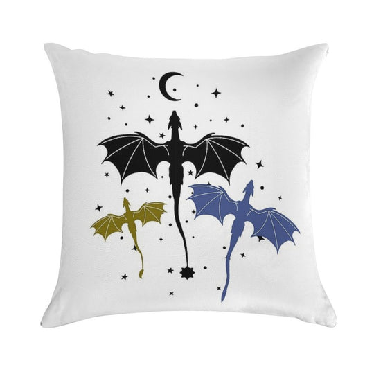 Trio of Black, Gold And Navy Dragons Soft Bedroom Essential Throw Pillow