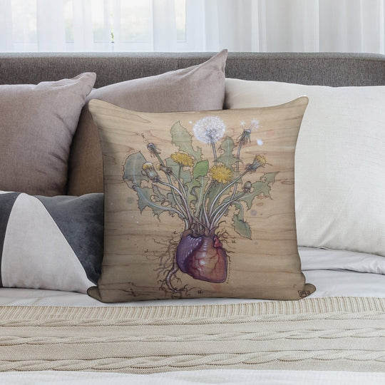 Dandelion Heart Soft Warmth Comfort Throw Pillow