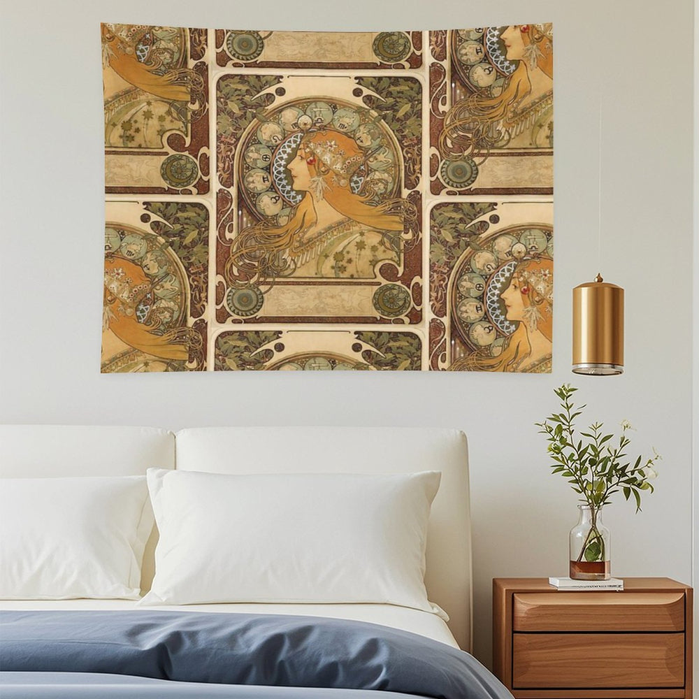 Zodiac Lady Art Nouveau Vintage Art - Alphonse Mucha Tapestry