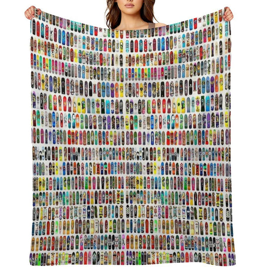 Vintage Skateboard Print Anti-pilling Throw Blanket