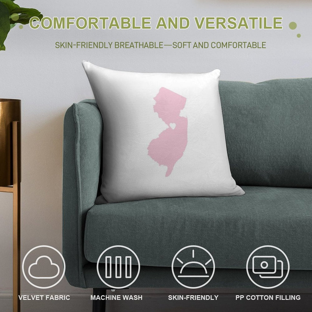 New Jersey Love in Pink Soft Fade-Resistant Throw Pillow