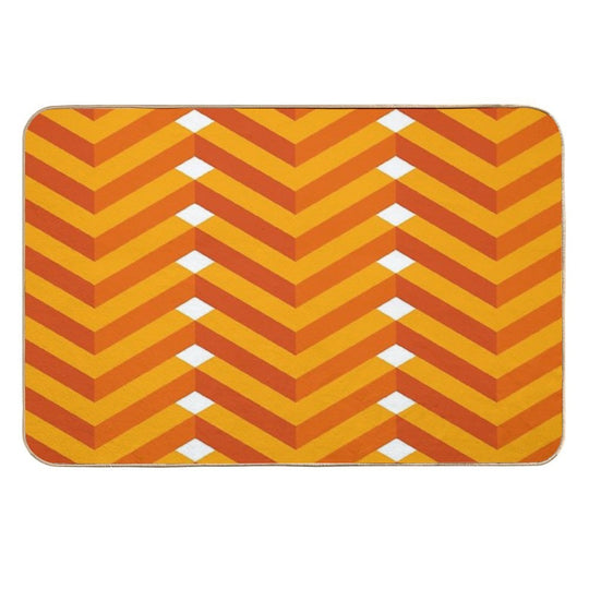 Desert Orange And Yellow Isometric Chevron on White Geometric Pattern  High-Traffic Bath Mat