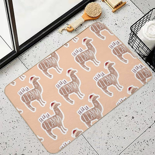 Fa La La Llama - Funny Llama Christmas Pun Sticker  Slip-Resistant Bath Mat