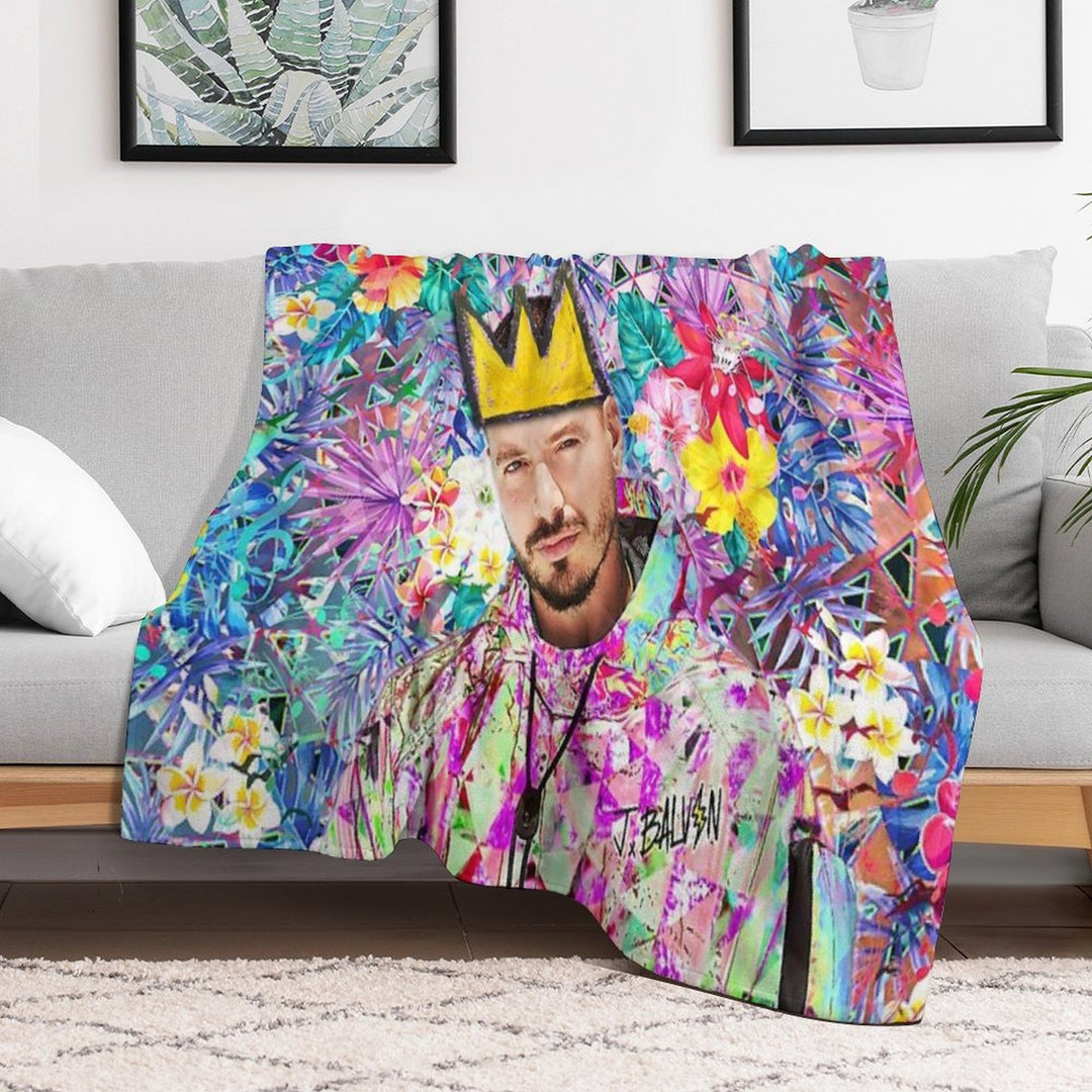J Balvin Portrait Artwork Travel-friendly Throw Blanket