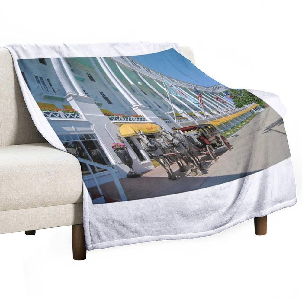 Carriage at The Grand Hotel, Mackinac Island, Michigan Durable Throw Blanket