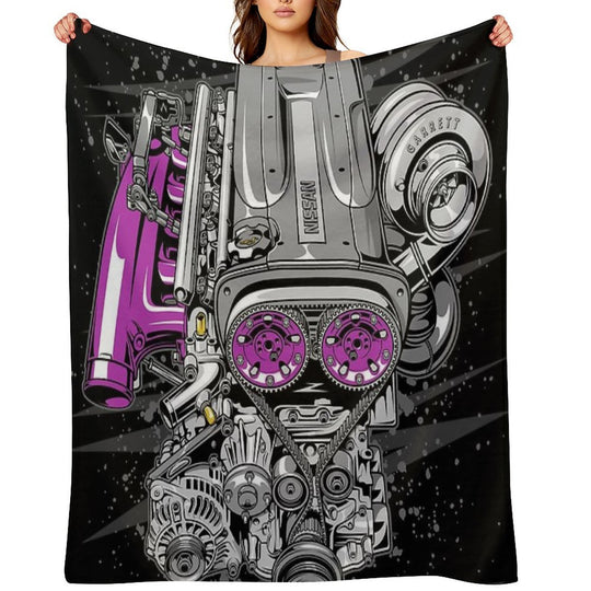 Nissan RB26 Engine Sustainable Throw Blanket