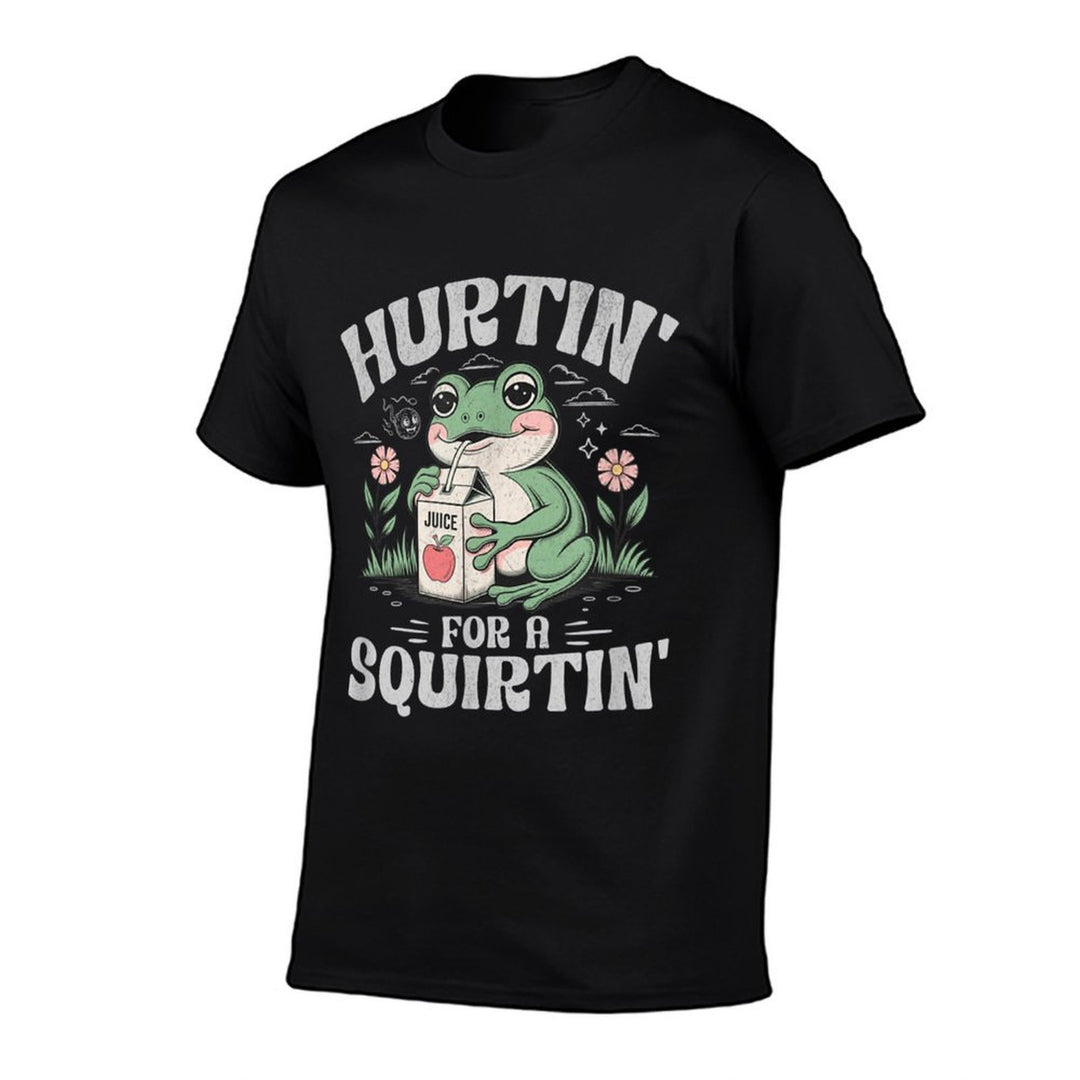 Hurtin for A Squirtin Cute Funny Frog Meme Humor Adult Joke  Ribbed Collar T-Shirt