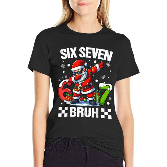 67 Christmas 6 7 Six Seven Bruh Xmas Holiday Gen Alpha Slang  Trendy Pattern T-Shirt
