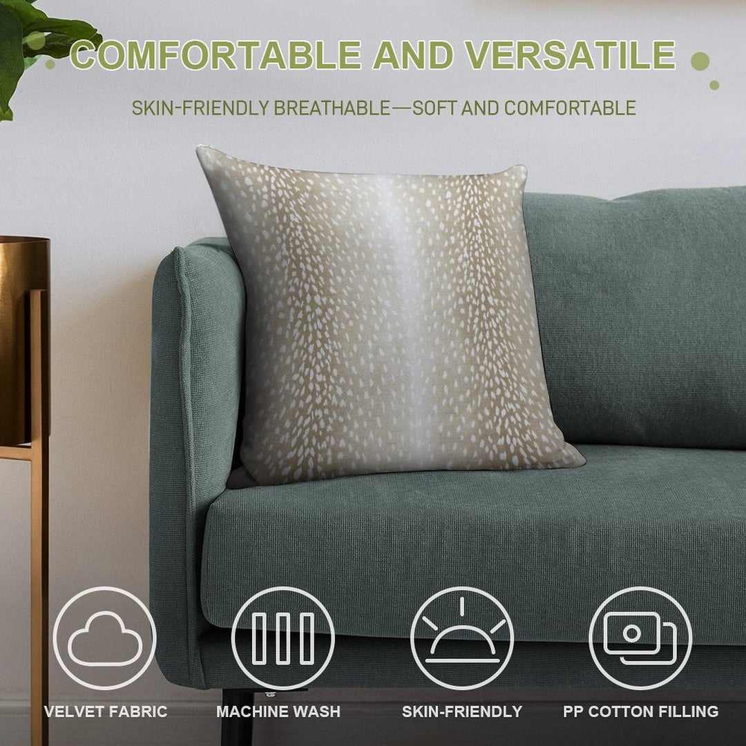 Fawn Beige Antelope Print Throw Pillow Soft Warmth Comfort Throw Pillow