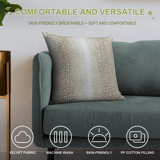 Fawn Beige Antelope Print Throw Pillow Soft Warmth Comfort Throw Pillow