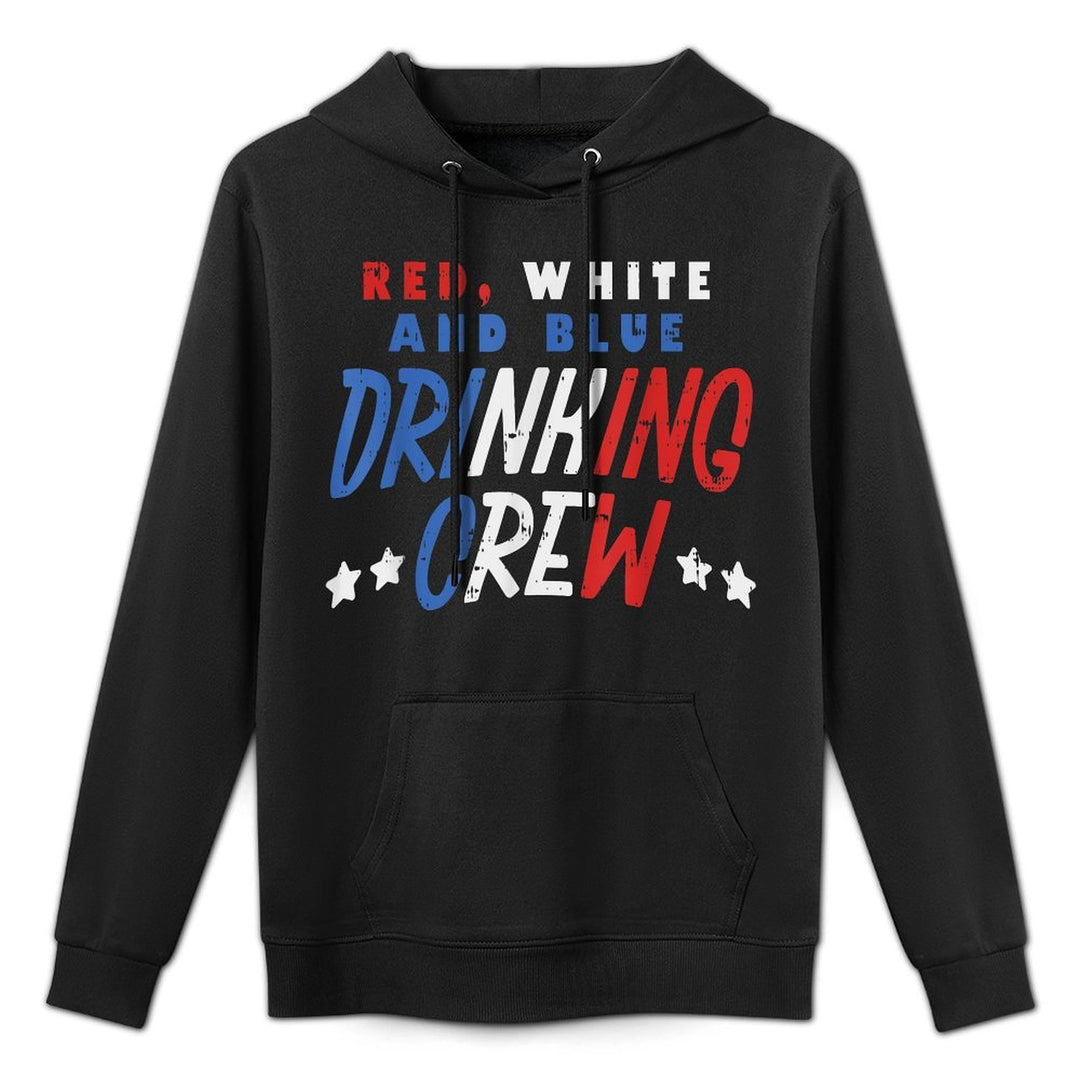Red White And Blue Drinking Crew Funny USA 4th Of July Party Customizable Surface Hoodie