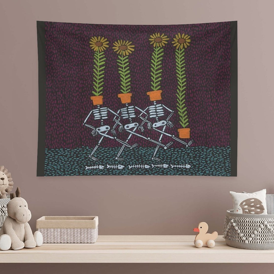 Sunflower Skeletons Tapestry