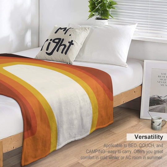 Mid-Century Modern Meets 1970s Orange Rainbow Multi-functional Throw Blanket