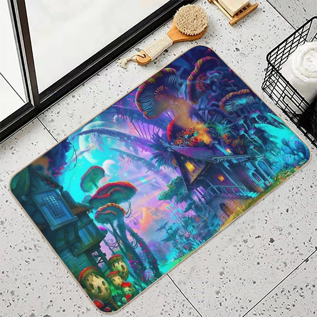 Psychedelic Space House Lost in Time  Easy To Clean Bath Mat