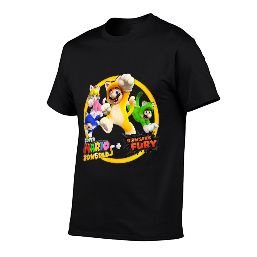 Super Mario 3D World Bowsers Fury Cat Suit Group Jump  Graphic-printed T-Shirt