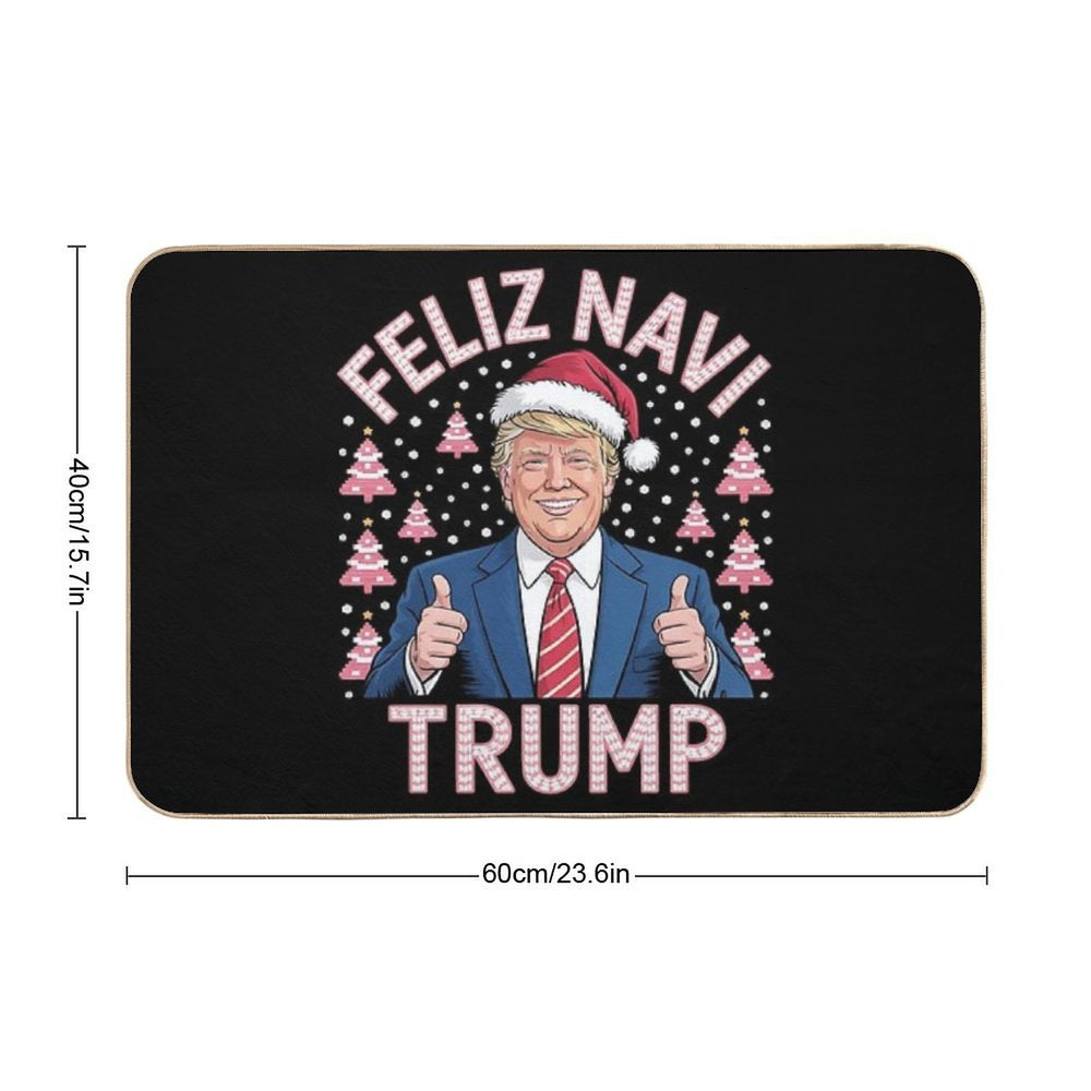 Trump Ugly Christmas Sweater Feliz Navi Trump  Toxin-Free Bath Mat