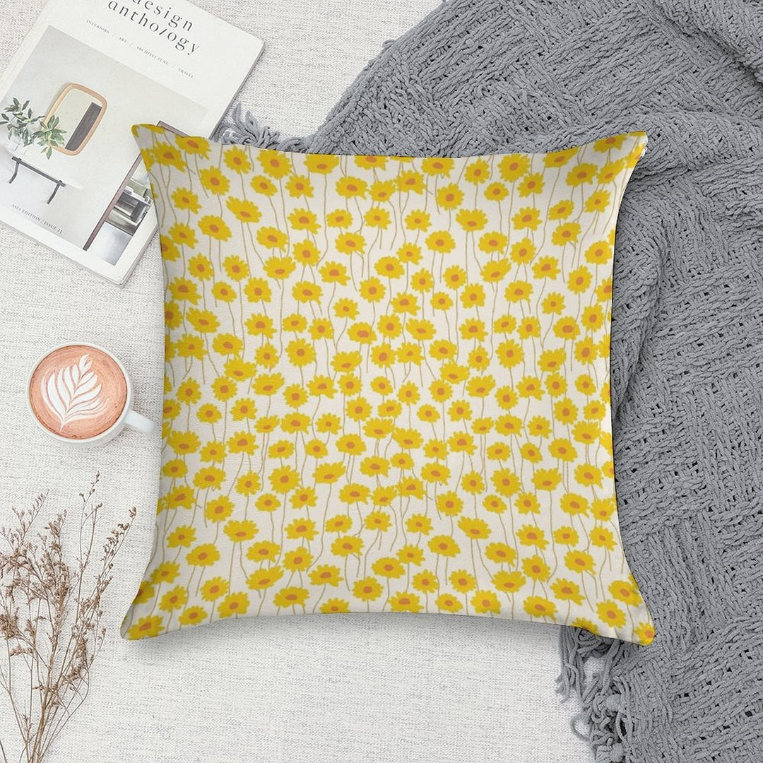 Yellow Flowers Soft Fade-Resistant Throw Pillow