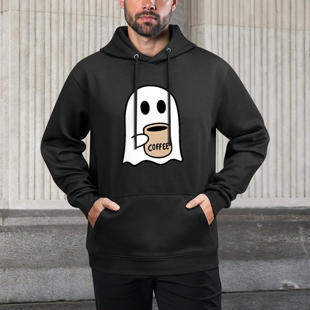 Ghost Drinking Coffee Funny Halloween Costume Coffee Lover Easy Care Hoodie