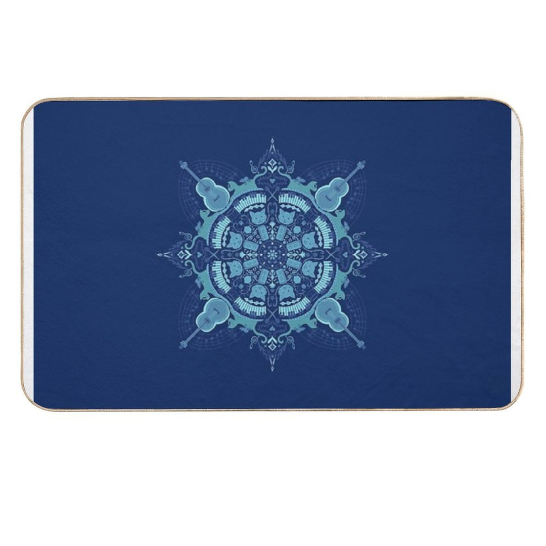 Blue Cat And Music Mandala on Blue  Pet-Safe Bath Mat