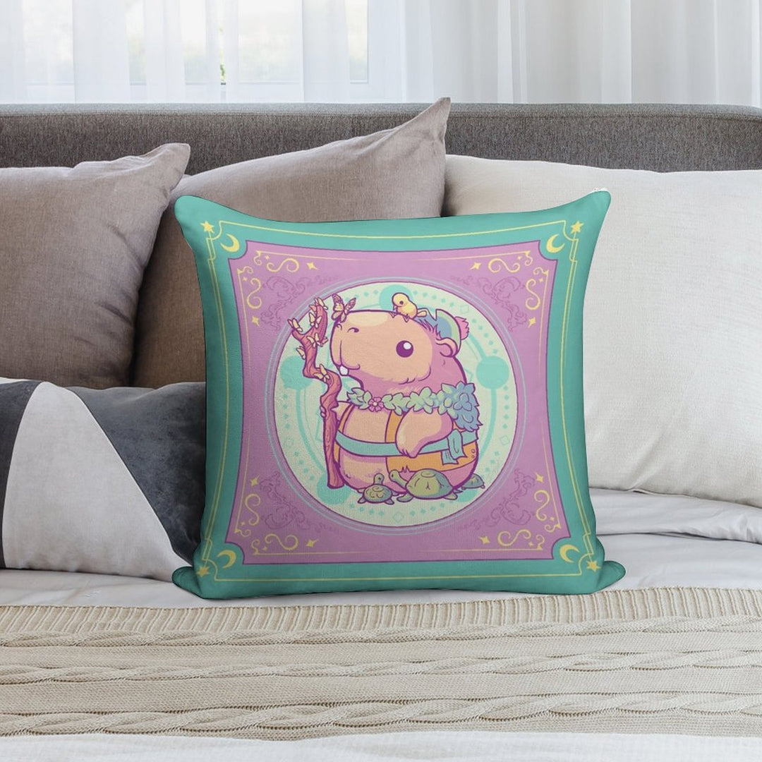 Druid Capybara Soft Reinforced Edging Throw Pillow