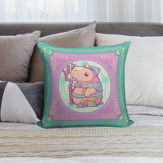 Druid Capybara Soft Reinforced Edging Throw Pillow