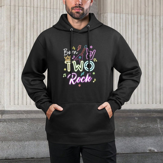 Born 2 Rock Birthday Decorations 2nd Birthday Boy Girl Moisture-Wicking Hoodie