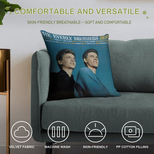 The Everly Brothers' Best, Rockabilly Lp Soft Home Decor Throw Pillow