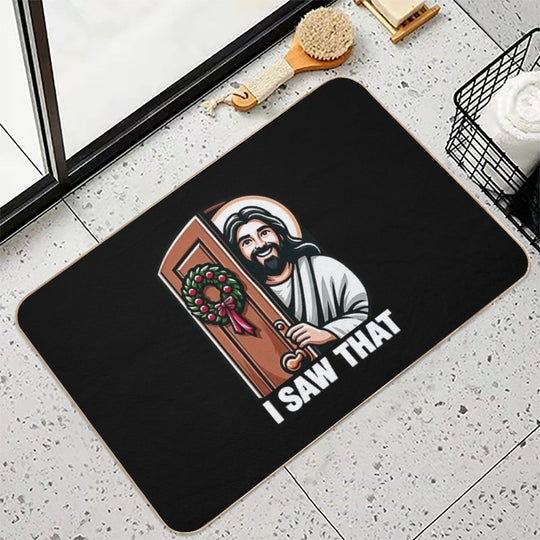 I Saw That Jesus Christ Christmas Wreath  Eco-Friendly Bath Mat