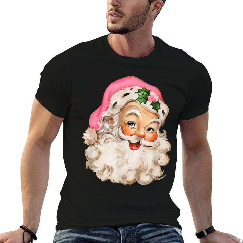 Funny Vintage Pink Santa Claus Pink Christmas Design Xmas  Affordable Price T-Shirt