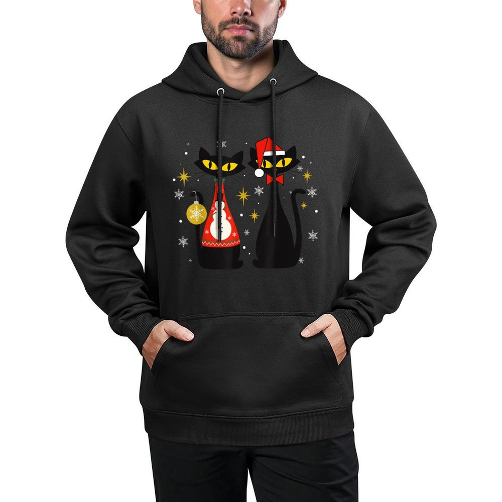 Mid Century Modern Look Cats Christmas Retro 50s 60s Xmas Durable Construction Hoodie