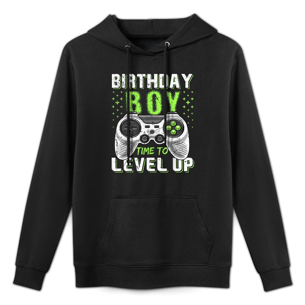 Level Up Birthday Boy Video Game - Classic Fit, Black, Kids Party Gift Medium-Weight Fabric Hoodie
