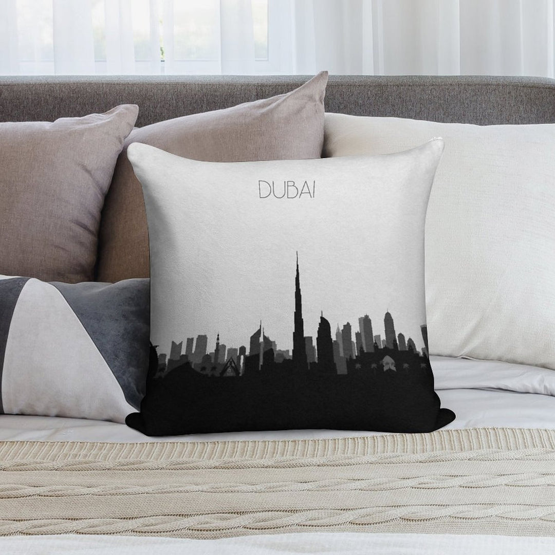Travel Posters  Destination Dubai Soft Fade-Resistant Throw Pillow