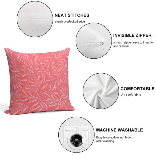 Coral Pink Soft Shrink-Resistant Throw Pillow
