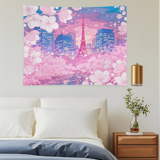 The Evening Tokyo Lake View Tapestry